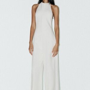 Zara Chic Cream Halter Jumpsuit